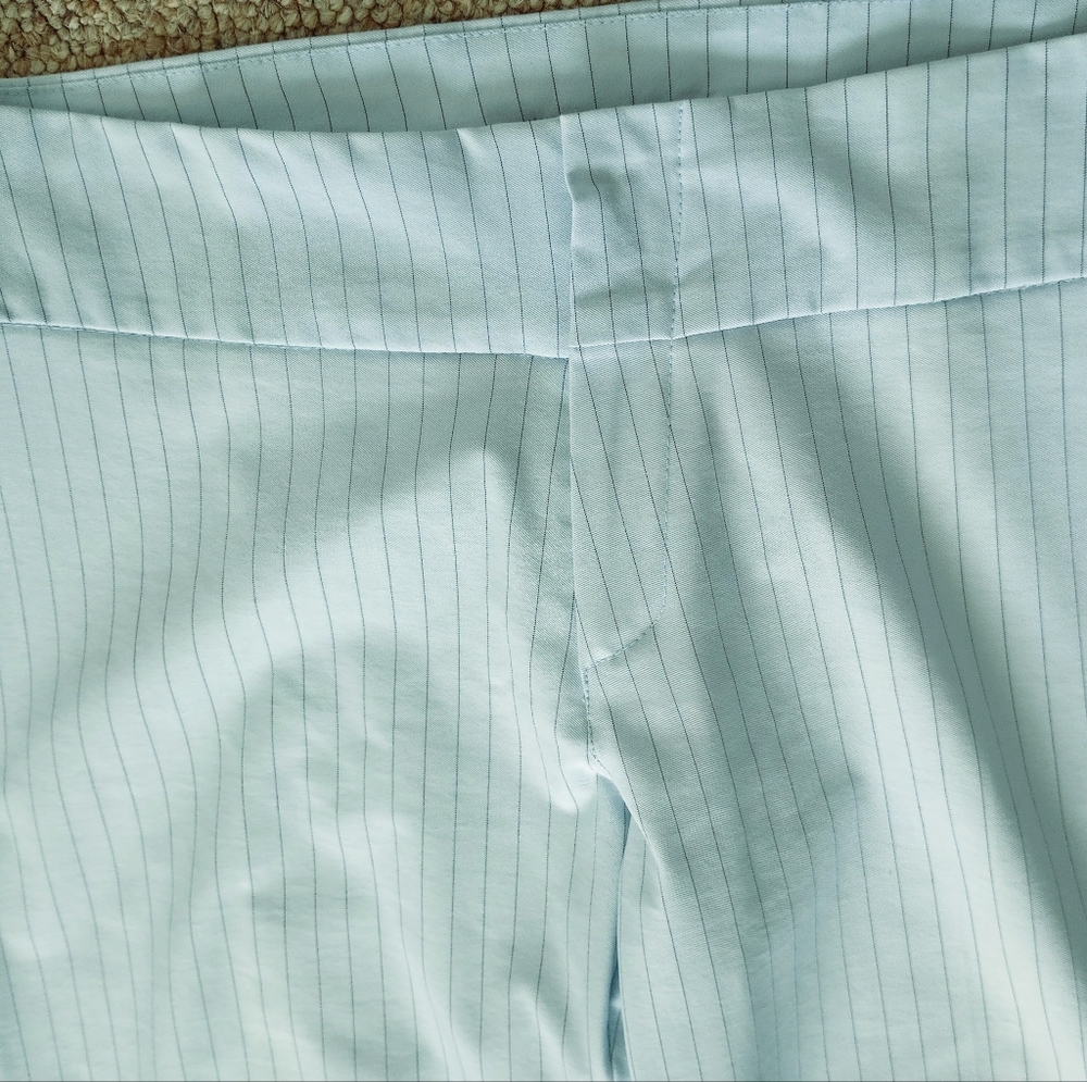 TARK 1 Paris France Women's Baby Blue Pinstriped Trousers Stretch Dress Pants
